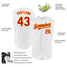 Load image into Gallery viewer, Custom White Red-Gold Authentic Sleeveless Baseball Jersey