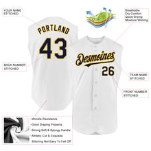 Load image into Gallery viewer, Custom White Navy-Gold Authentic Sleeveless Baseball Jersey