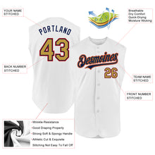 Load image into Gallery viewer, Custom White Old Gold Navy-Red Authentic Sleeveless Baseball Jersey