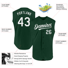 Load image into Gallery viewer, Custom Green White Authentic Sleeveless Baseball Jersey