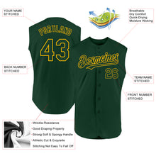 Load image into Gallery viewer, Custom Green Gold Authentic Sleeveless Baseball Jersey