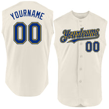 Load image into Gallery viewer, Custom Cream Royal-Gold Authentic Sleeveless Baseball Jersey