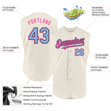 Load image into Gallery viewer, Custom Cream Light Blue Black-Pink Authentic Sleeveless Baseball Jersey