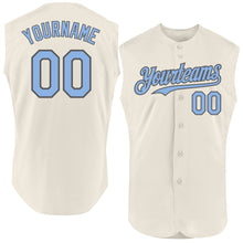 Load image into Gallery viewer, Custom Cream Light Blue-Steel Gray Authentic Sleeveless Baseball Jersey