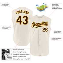 Load image into Gallery viewer, Custom Cream Brown-Gold Authentic Sleeveless Baseball Jersey