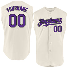 Load image into Gallery viewer, Custom Cream Purple-Black Authentic Sleeveless Baseball Jersey