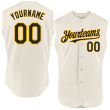 Load image into Gallery viewer, Custom Cream Black-Gold Authentic Sleeveless Baseball Jersey