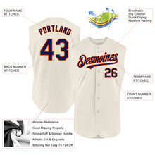 Load image into Gallery viewer, Custom Cream Navy-Orange Authentic Sleeveless Baseball Jersey