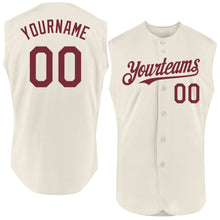Load image into Gallery viewer, Custom Cream Burgundy Authentic Sleeveless Baseball Jersey