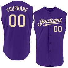 Load image into Gallery viewer, Custom Purple Cream Authentic Sleeveless Baseball Jersey