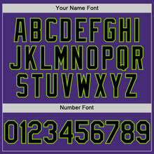 Load image into Gallery viewer, Custom Purple Black-Neon Green Authentic Sleeveless Baseball Jersey