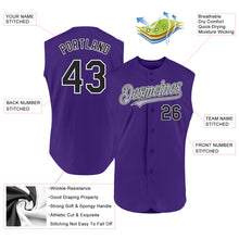 Load image into Gallery viewer, Custom Purple Black-Gray Authentic Sleeveless Baseball Jersey