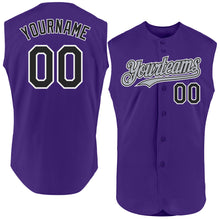 Load image into Gallery viewer, Custom Purple Black-Gray Authentic Sleeveless Baseball Jersey