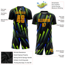 Load image into Gallery viewer, Custom Black Gold-Neon Green Sublimation Soccer Uniform Jersey