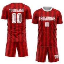 Load image into Gallery viewer, Custom Red White-Black Sublimation Soccer Uniform Jersey