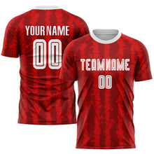 Load image into Gallery viewer, Custom Red White-Black Sublimation Soccer Uniform Jersey