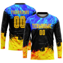 Load image into Gallery viewer, Custom Figure Gold-Royal Sublimation Soccer Uniform Jersey