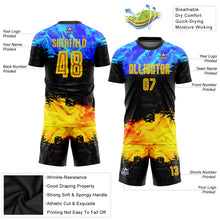 Load image into Gallery viewer, Custom Figure Gold-Royal Sublimation Soccer Uniform Jersey