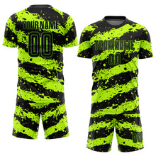 Load image into Gallery viewer, Custom Neon Green Black Sublimation Soccer Uniform Jersey