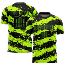 Load image into Gallery viewer, Custom Neon Green Black Sublimation Soccer Uniform Jersey