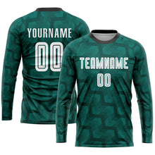 Load image into Gallery viewer, Custom Green White-Black Sublimation Soccer Uniform Jersey