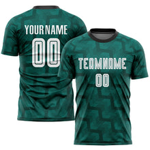 Load image into Gallery viewer, Custom Green White-Black Sublimation Soccer Uniform Jersey