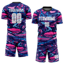 Load image into Gallery viewer, Custom Figure White-Pink Sublimation Soccer Uniform Jersey
