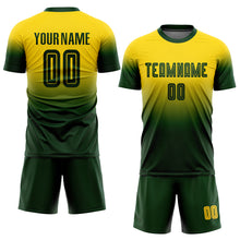 Load image into Gallery viewer, Custom Gold Green Sublimation Fade Fashion Soccer Uniform Jersey