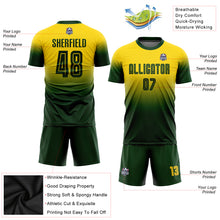 Load image into Gallery viewer, Custom Gold Green Sublimation Fade Fashion Soccer Uniform Jersey