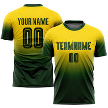 Load image into Gallery viewer, Custom Gold Green Sublimation Fade Fashion Soccer Uniform Jersey