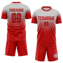 Load image into Gallery viewer, Custom Gray Red Sublimation Fade Fashion Soccer Uniform Jersey