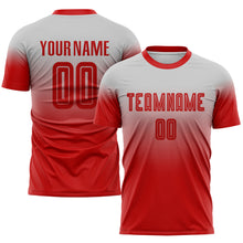 Load image into Gallery viewer, Custom Gray Red Sublimation Fade Fashion Soccer Uniform Jersey