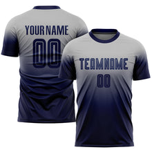 Load image into Gallery viewer, Custom Gray Navy Sublimation Fade Fashion Soccer Uniform Jersey
