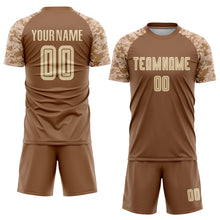 Load image into Gallery viewer, Custom Brown Cream-Camo Sublimation Soccer Uniform Jersey