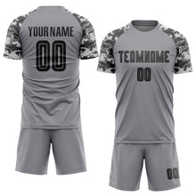 Load image into Gallery viewer, Custom Gray Black-Camo Sublimation Soccer Uniform Jersey