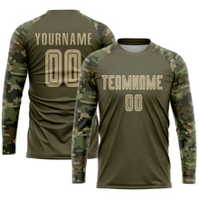 Load image into Gallery viewer, Custom Olive Vegas Gold-Camo Sublimation Salute To Service Soccer Uniform Jersey