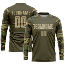 Load image into Gallery viewer, Custom Olive Vegas Gold-Camo Sublimation Salute To Service Soccer Uniform Jersey
