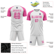Load image into Gallery viewer, Custom White Pink Sublimation Soccer Uniform Jersey