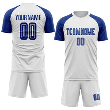 Load image into Gallery viewer, Custom White Royal Sublimation Soccer Uniform Jersey