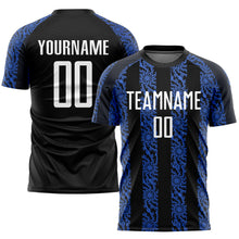 Load image into Gallery viewer, Custom Black White-Royal Sublimation Soccer Uniform Jersey