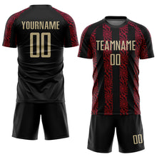 Load image into Gallery viewer, Custom Black Vegas Gold-Red Sublimation Soccer Uniform Jersey