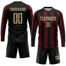 Load image into Gallery viewer, Custom Black Vegas Gold-Red Sublimation Soccer Uniform Jersey