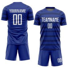 Load image into Gallery viewer, Custom Royal White-Navy Sublimation Soccer Uniform Jersey