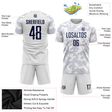 Load image into Gallery viewer, Custom White Navy Sublimation Soccer Uniform Jersey