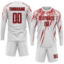 Load image into Gallery viewer, Custom White Red-Black Sublimation Soccer Uniform Jersey
