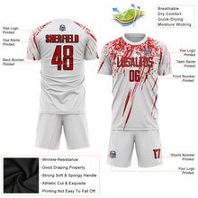 Load image into Gallery viewer, Custom White Red-Black Sublimation Soccer Uniform Jersey