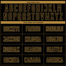 Load image into Gallery viewer, Custom Black Black Old Gold-Red Sublimation Soccer Uniform Jersey