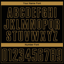 Load image into Gallery viewer, Custom Black Black Old Gold-Red Sublimation Soccer Uniform Jersey