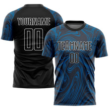 Load image into Gallery viewer, Custom Royal Black-White Sublimation Soccer Uniform Jersey