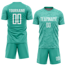 Load image into Gallery viewer, Custom Aqua White Sublimation Soccer Uniform Jersey